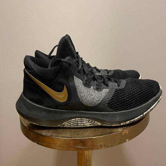 Nike Air Precision II Black, Gold Basketball Shoes – Mens 8.5 MSRP $140 - Picture 3 of 11